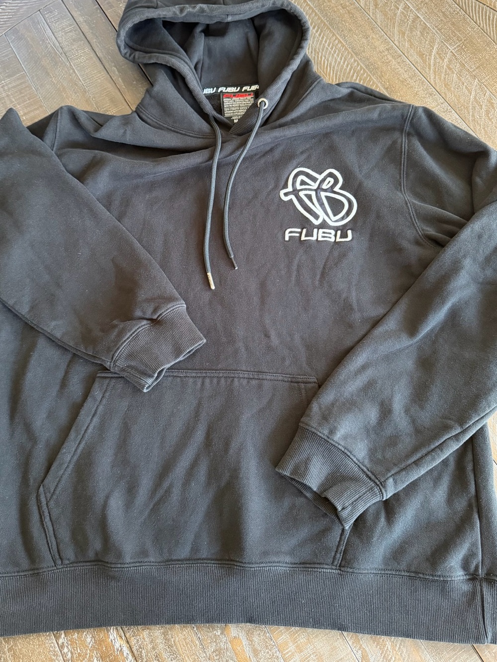 VINTAGE FUBU Black Pullover Hoodie with White Logo